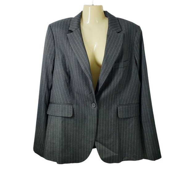 NWOT BODY by Victoria Gray Striped Blazer One Button Women's Size 16 - Picture 7 of 7